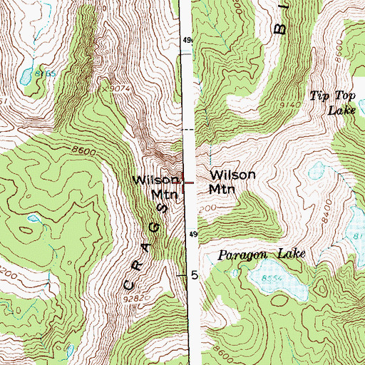 Topographic Map of Wilson Mountain, ID