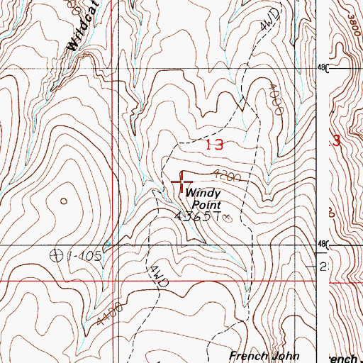 Topographic Map of Windy Point, ID