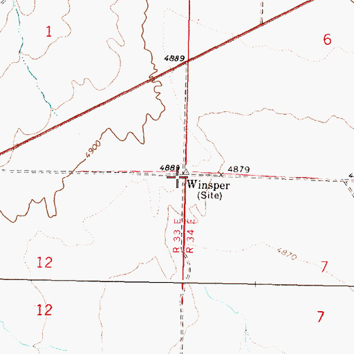 Topographic Map of Winsper, ID