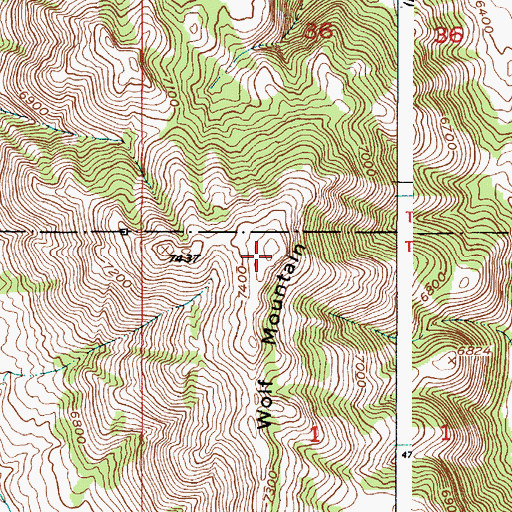Topographic Map of Wolf Mountain, ID