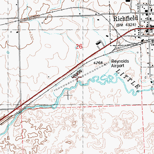 Topographic Map of Reynolds Airport (historical), ID