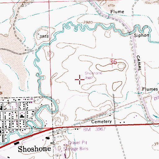 Topographic Map of Shoshone Landing Area (historical), ID