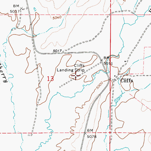 Topographic Map of Cliffs Landing Strip (historical), ID