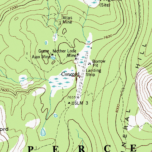 Topographic Map of Concord Landing Strip (historical), ID
