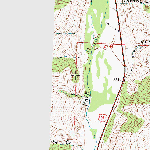 Topographic Map of Cumming Triangle Landing Area (historical), ID