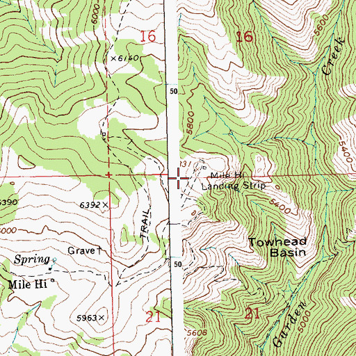Topographic Map of Mile Hi Landing Strip (historical), ID