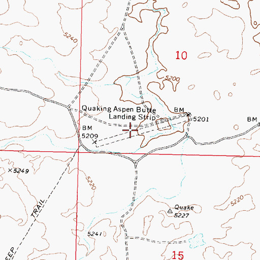 Topographic Map of Quaking Aspen Butte Landing Strip (historical), ID