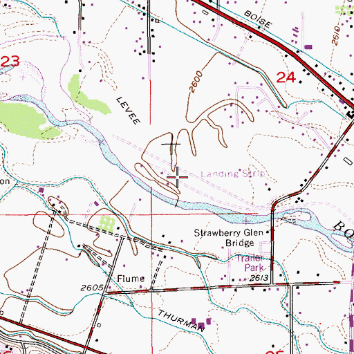 Topographic Map of Strawberry Glen Airport (historical), ID