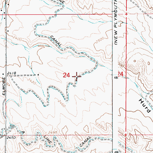 Topographic Map of A Line Canal, ID