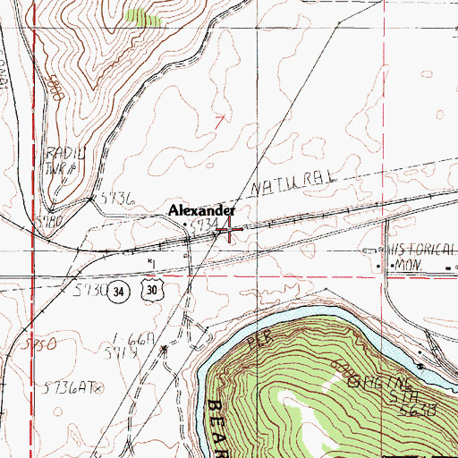 Topographic Map of Alexander, ID