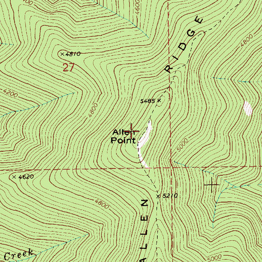 Topographic Map of Allen Point, ID