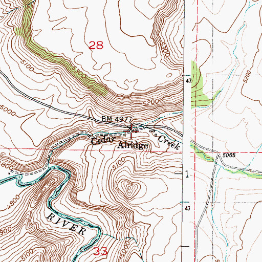 Topographic Map of Alridge, ID