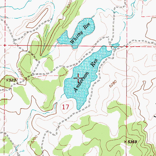 Topographic Map of Anderson Reservoir, ID