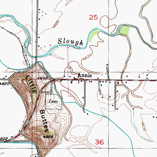 Topographic Map of Annis, ID