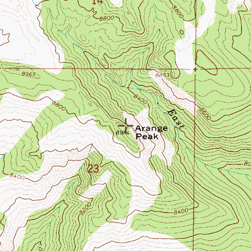 Topographic Map of Arange Peak, ID