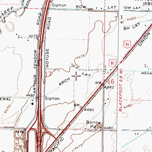 Topographic Map of Arch Lateral, ID