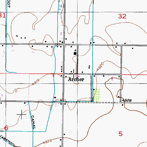 Topographic Map of Archer, ID