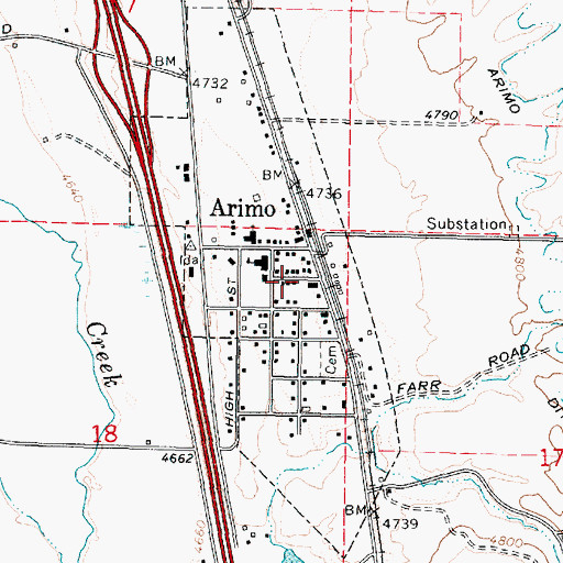 Topographic Map of Arimo, ID