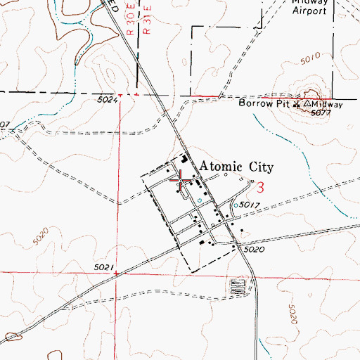 Topographic Map of Atomic City, ID