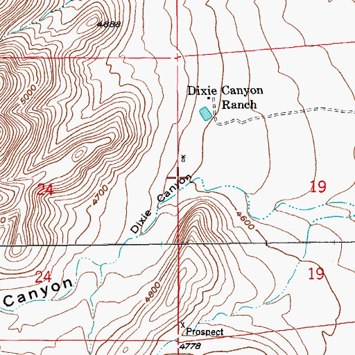 Topographic Map of Dixie Canyon, AZ