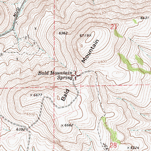 Topographic Map of Bald Mountain, ID