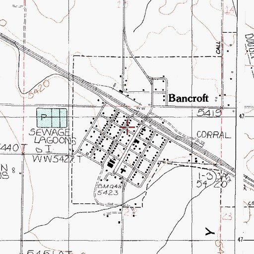 Topographic Map of Bancroft, ID