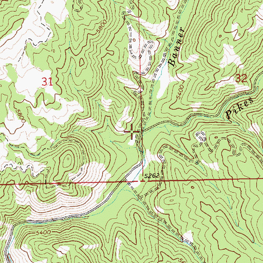 Topographic Map of Banner Creek, ID
