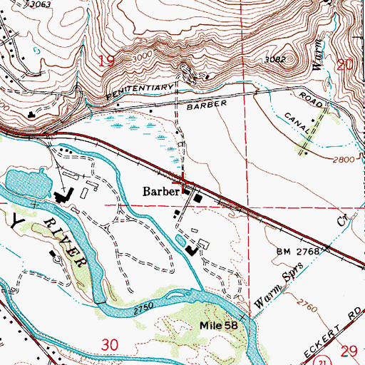 Topographic Map of Barber, ID