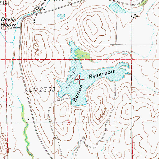 Topographic Map of Barton Reservoir, ID