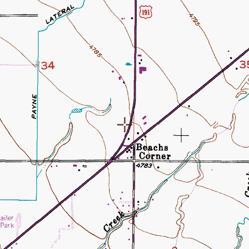 Topographic Map of Beachs Corner, ID