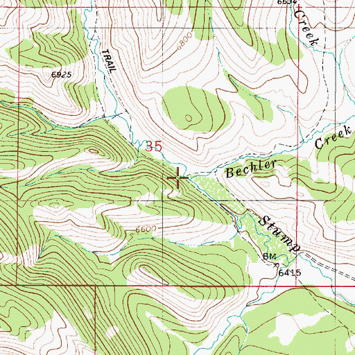 Topographic Map of Bechler Creek, ID
