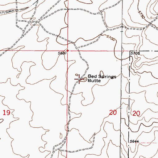 Topographic Map of Bed Springs Butte, ID