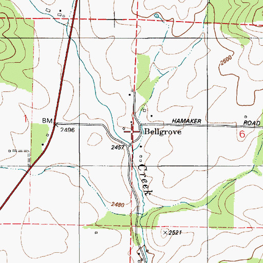 Topographic Map of Bellgrove, ID