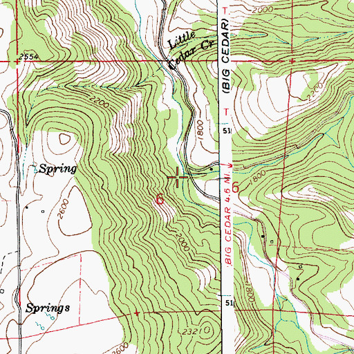 Topographic Map of Big Cedar Creek, ID