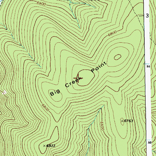 Topographic Map of Big Creek Point, ID