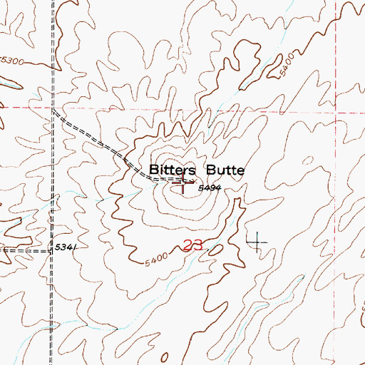 Topographic Map of Bitters Butte, ID