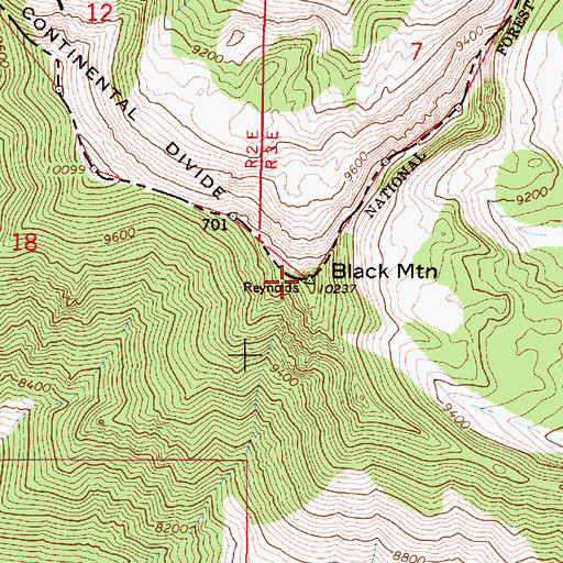 Topographic Map of Black Mountain, ID