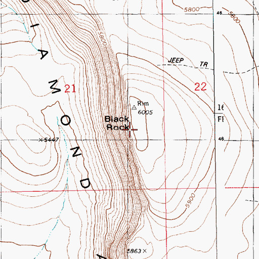 Topographic Map of Black Rock, ID