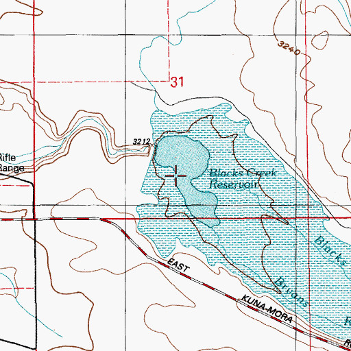 Topographic Map of Blacks Creek Reservoir, ID