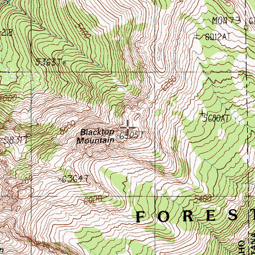 Topographic Map of Blacktop Mountain, ID