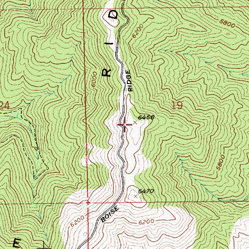 Topographic Map of Boise Ridge, ID