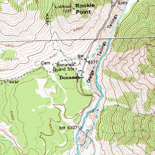 Topographic Map of Bonanza, ID