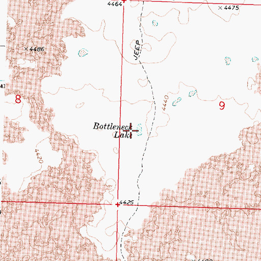 Topographic Map of Bottleneck Lake, ID