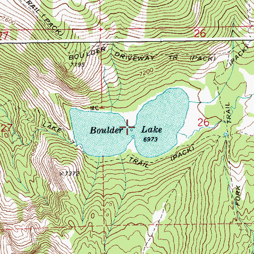 Topographic Map of Boulder Lake, ID