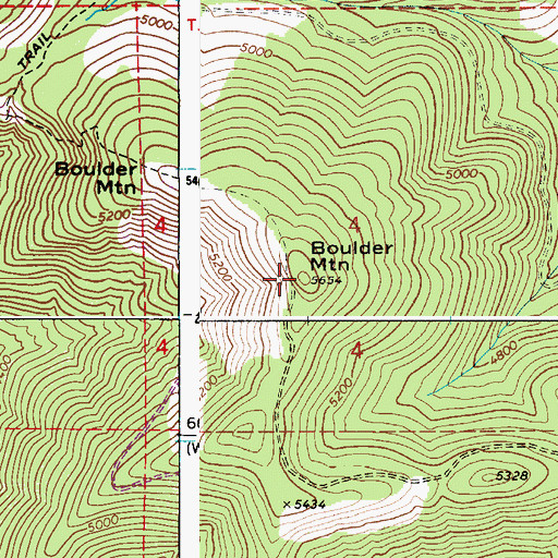 Topographic Map of Boulder Mountain, ID