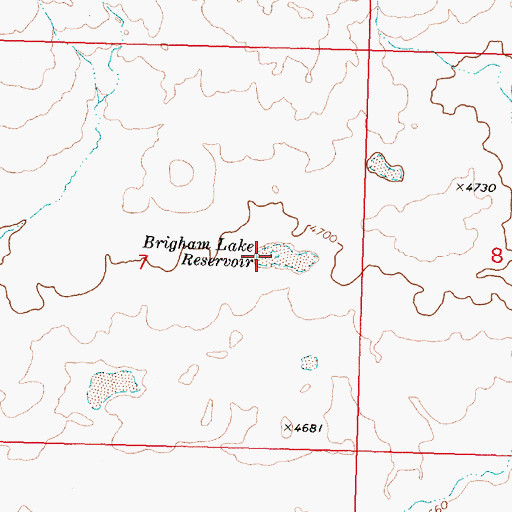 Topographic Map of Brigham Lake Reservoir, ID