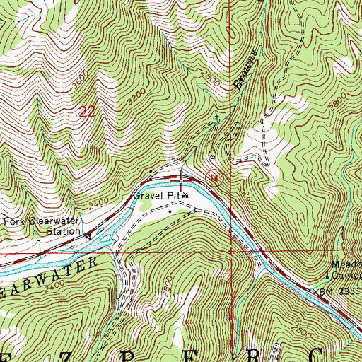 Topographic Map of Browns Creek, ID
