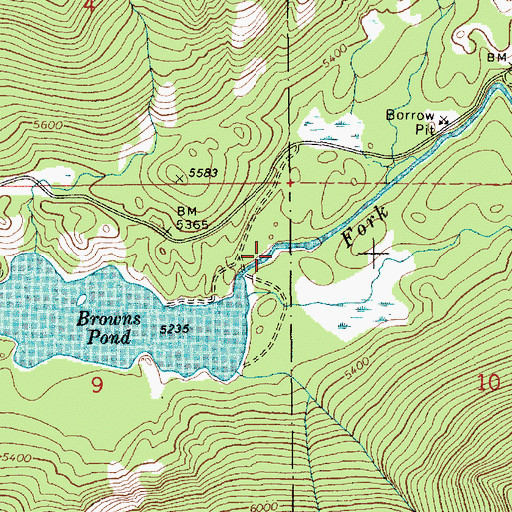 Topographic Map of Browns Pond, ID