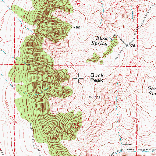 Topographic Map of Buck Peak, ID
