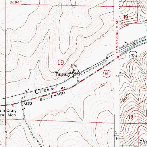 Topographic Map of Bundy, ID